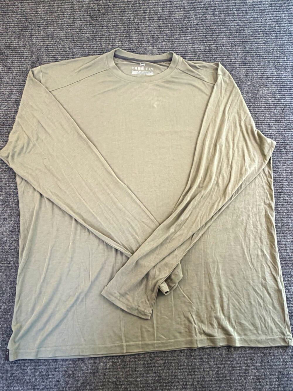 Free Fly Performance Bamboo Men's 3XL Big & Tall Gray Crew Neck Long Sleeve Tee